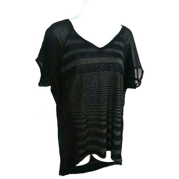 NEW Allen B black striped mesh top - Picture 1 of 16